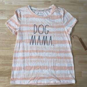 Rae Dunn Striped Dog Mama Tee Shirt Small